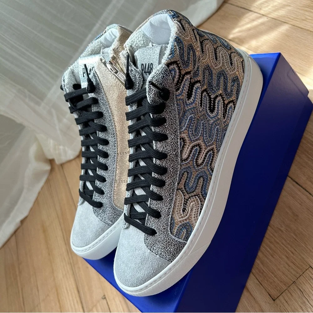 New p448 starbs Panama women’s shimmer high top sneakers shoes size 39 8.5‎ 9